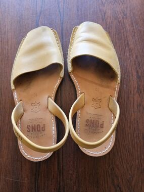 PONS Leather Open-Toe Slingback Sandals in Mustard